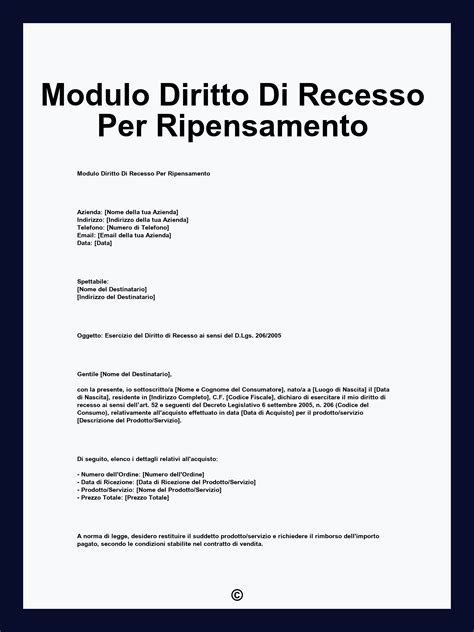 Diritto di recesso entro 14 giorni lavorativi